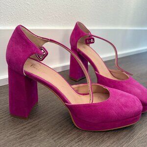 BODEN Suede Magenta Heels